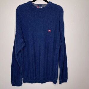 Vintage Chaps Ralph Lauren Large Sweater 100% Cotton Blue Pullover Logo Mens